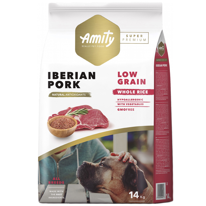 Amity Süper Premium Iberian Pork Düşük Tahıllı İber Domuzlu Yetişkin Köpek Maması 14 KG