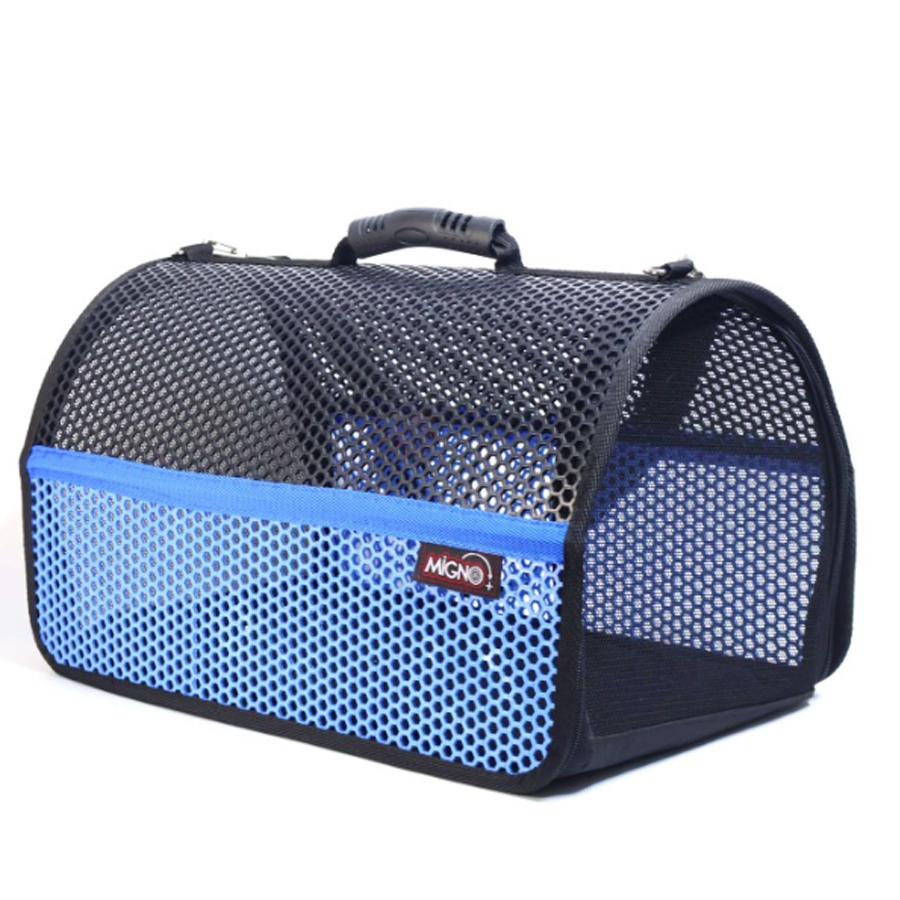 Migno Voyager Fileli Kedi Köpek Taşıma Çantası  Mavi-Siyah (46x30x27 cm)
