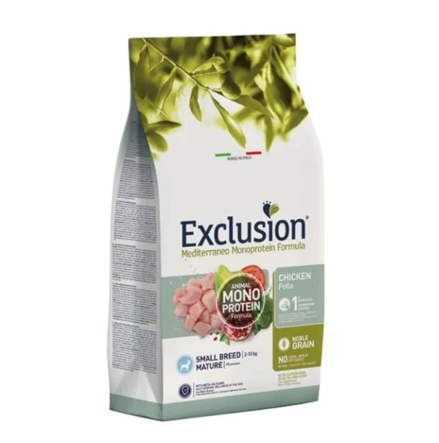 Exclusion Monoprotein Düşük Tahıllı Tavuklu Ve Narlı Küçük Irk Yaşlı Köpek Maması 2KG