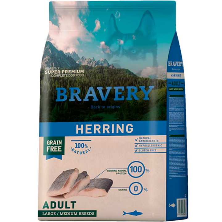 Bravery Herring Orta-Büyük Irk Ringa Balıklı Yetişkin Köpek Maması 12 kg