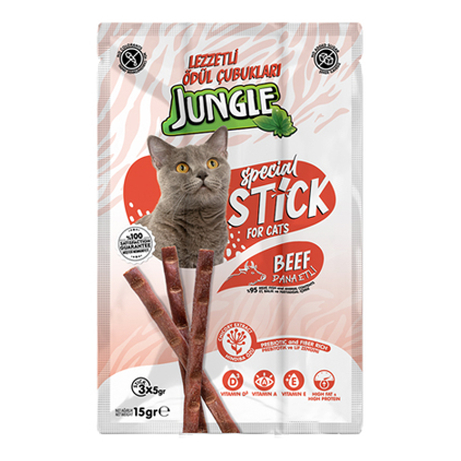 Jungle Sticks Dana Etli Kedi Ödül Çubukları 5gr (3'lü)