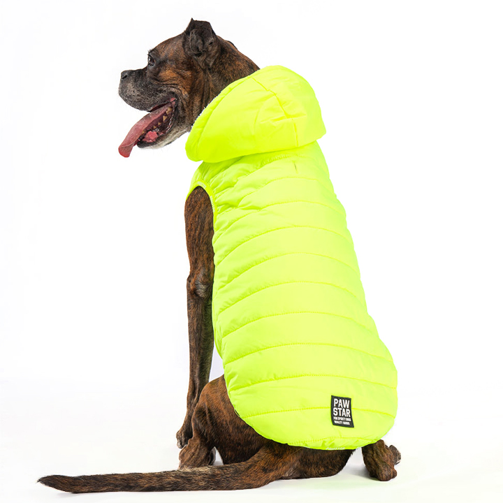 Pawstar Railway Neon Yeşil Büyük Irk Köpek Yağmurluğu (Kolsuz) 29-36KG [6XL] - Su itici özelliktedir