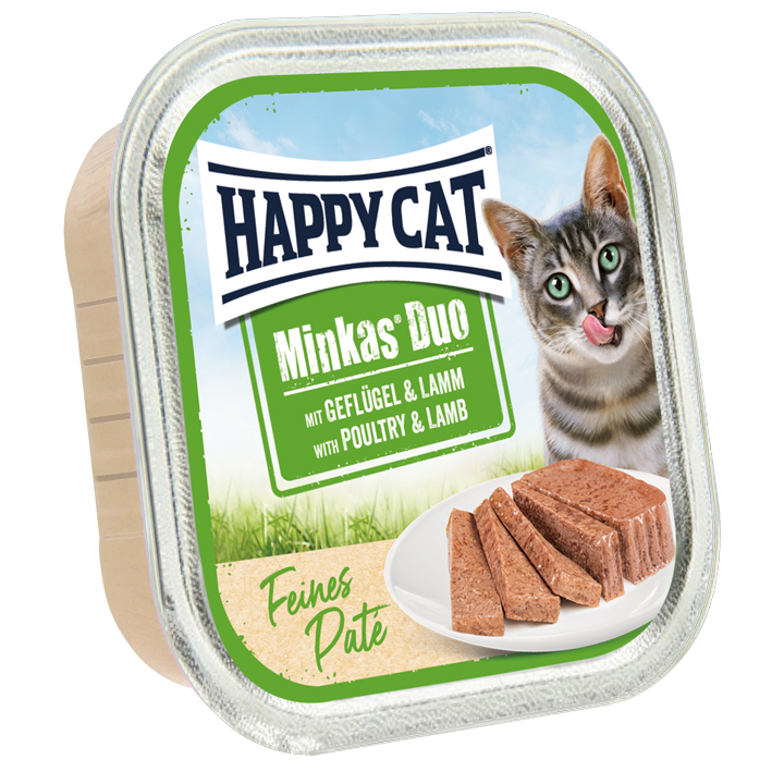 Happy Cat Minkas Duo Tavuklu ve Kuzu Etli Yetişkin Kedi Konservesi 100gr