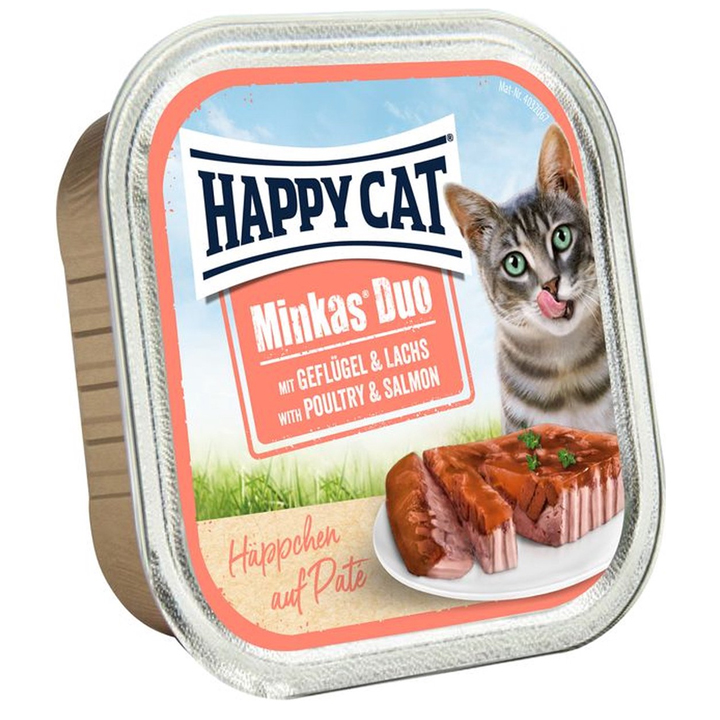 Happy Cat Minkas Duo Tavuklu ve Somonlu Yetişkin Kedi Konservesi 100gr