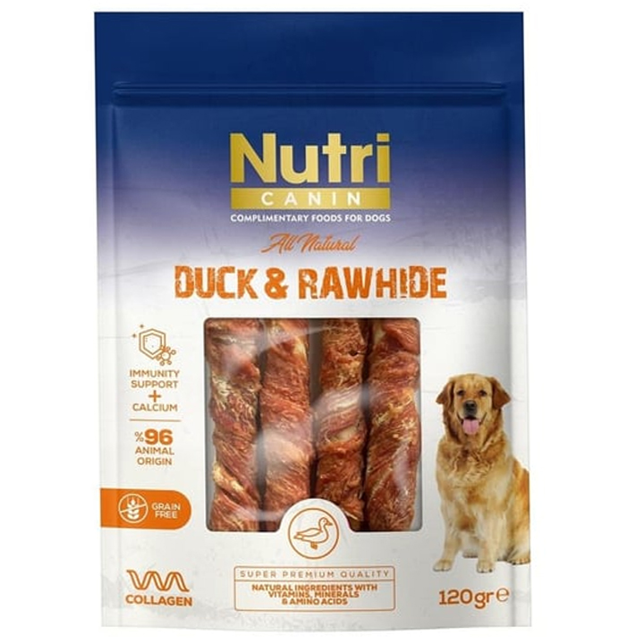 Nutri Canin Duck&Rawhide Ördek Eti Sargılı Sığır Derisi Köpek Ödül Maması 120gr