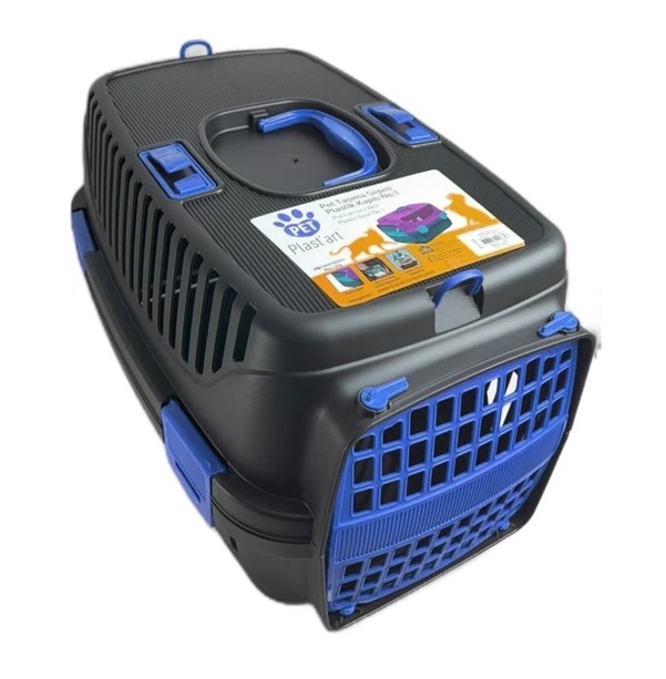 Plast Art Kedi ve Köpek Taşıma Çantası Mavi/Siyah 32 x 48 x 31 cm