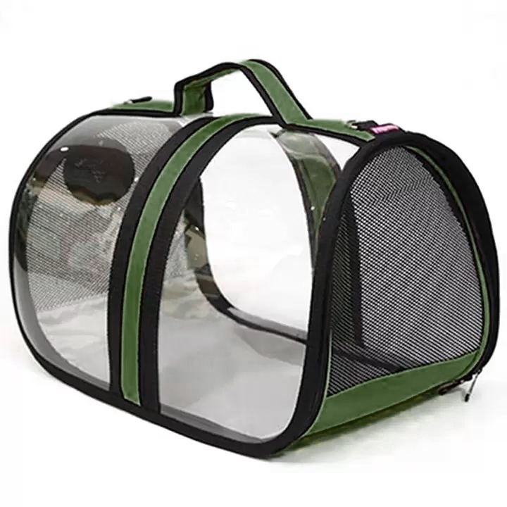 Luckypaw Flybag Kedi Köpek Şeffaf Taşıma Çantası 44x28x28cm (Haki)