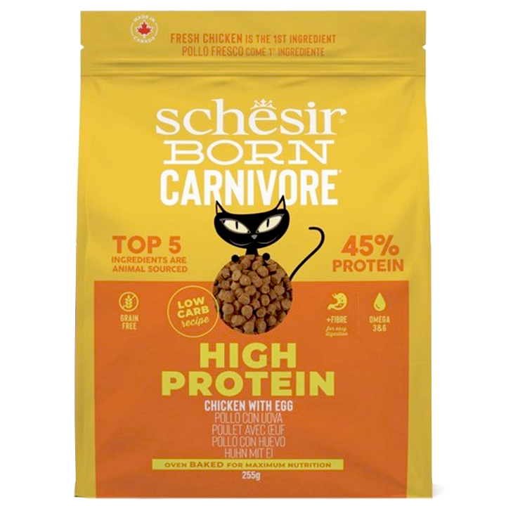 Schesir Born Carnivore (%45 Proteinli) Tavuklu ve Yumurtalı Tahılsız Kedi Maması 1,25KG