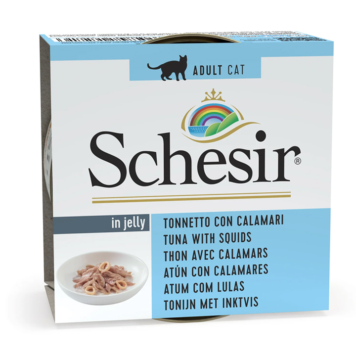 Schesir Jelly - Ton Balıklı ve Kalamarlı Yetişkin Kedi Konservesi 85gr