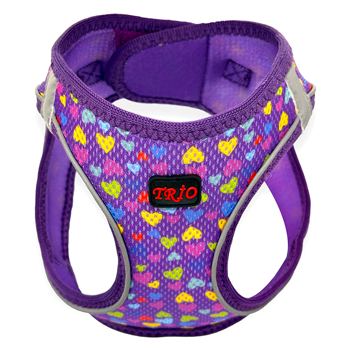 Luckypaw Air Mesh Harness Desenli Kedi-Köpek Göğüs Tasması Hearts (2-4kg) [2XSmall]
