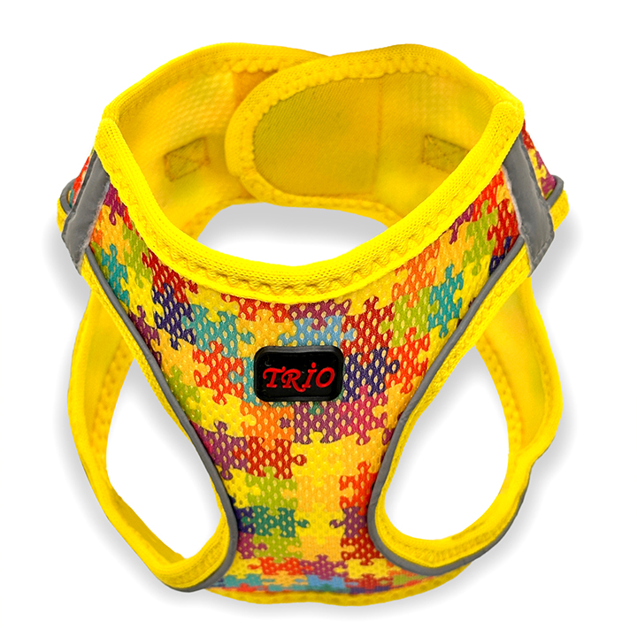 Luckypaw Air Mesh Harness Desenli Köpek Göğüs Tasması Puzzle (6-9kg) [Medium]