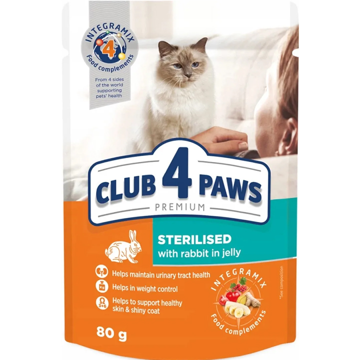 Club4Paws Premium Pouch Tavşanlı Kısırlaştırılmış Kedi Konservesi 100 Gr