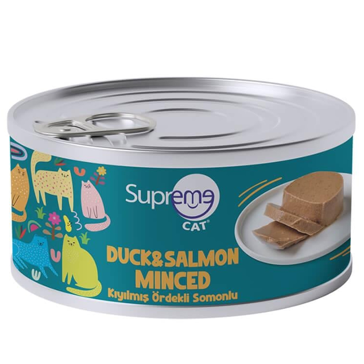 Supreme Cat Duck&Salmon Minced - Kıyılmış Ördekli ve Somonlu Yetişkin Kedi Konservesi 85gr