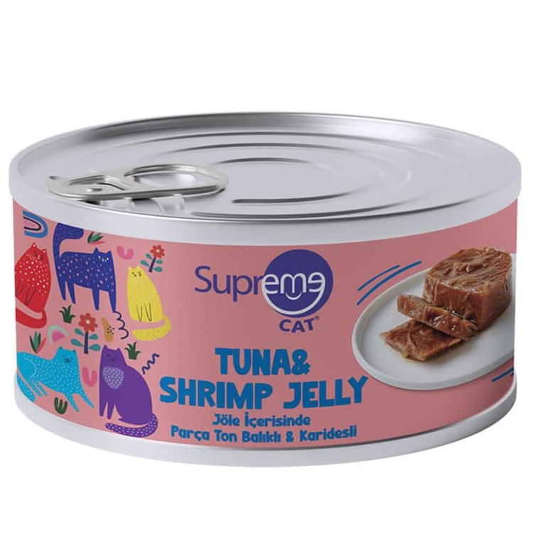 Supreme Cat Tuna&Shrimp Jelly - Parça Etli ve Jöleli Ton Balıklı ve Karidesli Yetişkin Kedi Konservesi 85gr