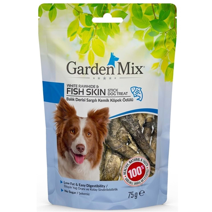 Gardenmix White Rawhide & Fish Skin Stick Dog Treat Balık Derisi Sargılı Kemik Köpek Ödülü 75 Gr