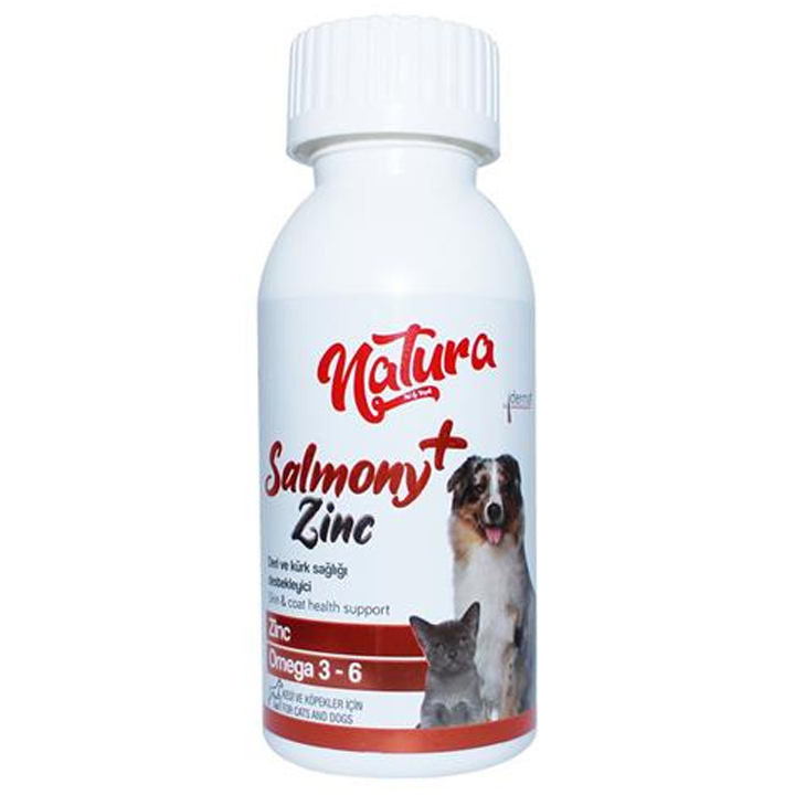 Natura Salmony+Zinc Kedi ve Köpekler İçin Çinko İçeren Somon Yağı 100ml