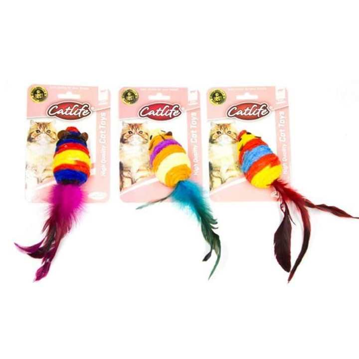 Catlife Fare Şeklinde Peluş Kedi Oyuncağı (Karışık Renklerde)