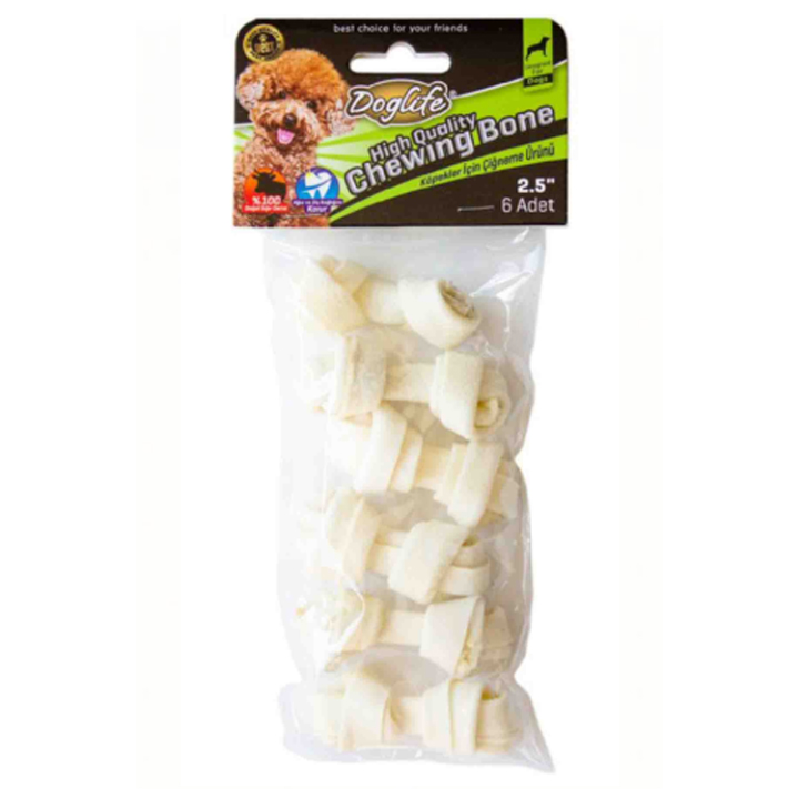 Doglife Düğümlü Köpek Ödül Kemiği Beyaz 9-10gr 6lı