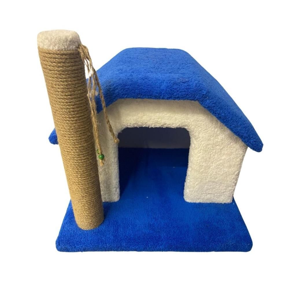 SB Pet Tek Katlı Tırmalamalı Kedi Evi Mavi