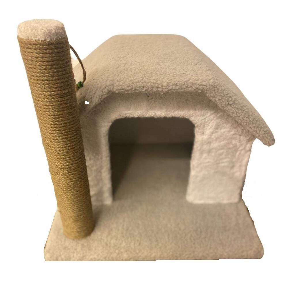 SB Pet Tek Katlı Tırmalamalı Kedi Evi Krem