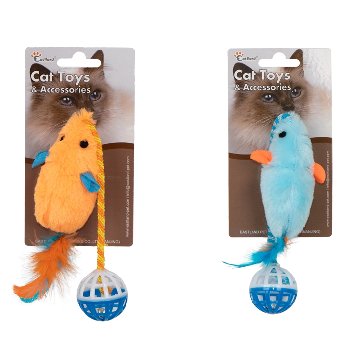 Eastland Tüylü Zilli Peluş Fare Kedi Oyuncağı 28cm