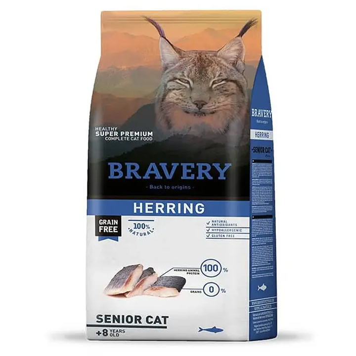 Bravery Senior+8 Herring Tahılsız Ringa Balıklı Kedi Maması 2KG