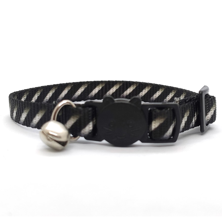 LuckyPaw Çıngıraklı Kedi Boyun Tasması 1x30cm (Siyah-Beyaz)