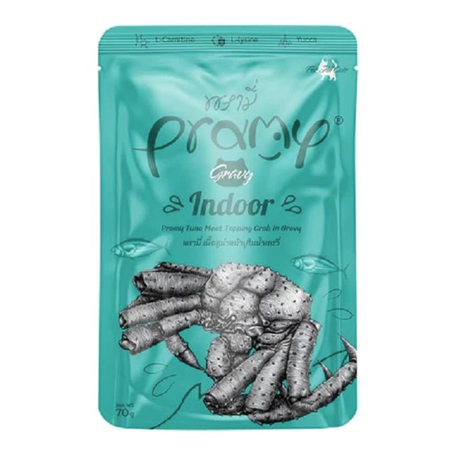 Pramy Indoor Sos İçinde Yengeçli ve Ton Balıklı Yetişkin Kedi Konservesi 70 Gr