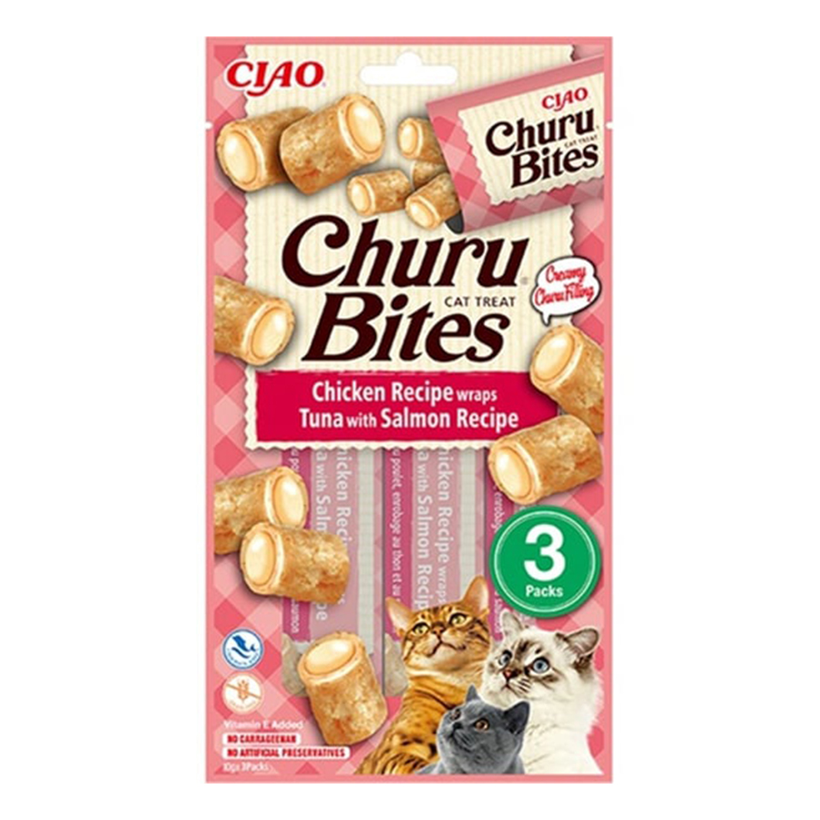Ciao Churu Bites Tavuk Sargılı Ton Balıklı ve Somonlu Kedi Ödül Maması 3x10 gr
