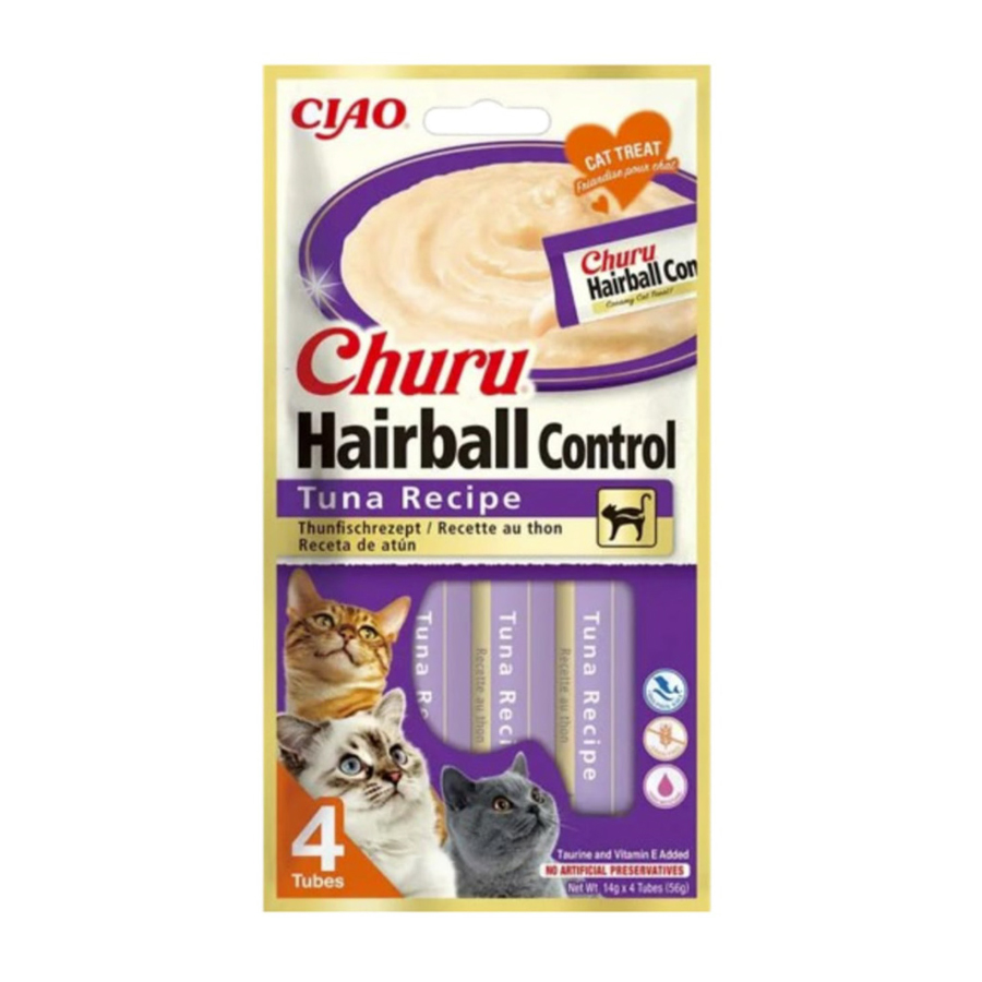 Ciao Churu Hairball Tüy Yumağı Kontrollü Ton Balıklı Kedi Ödül Maması 4x14 gr