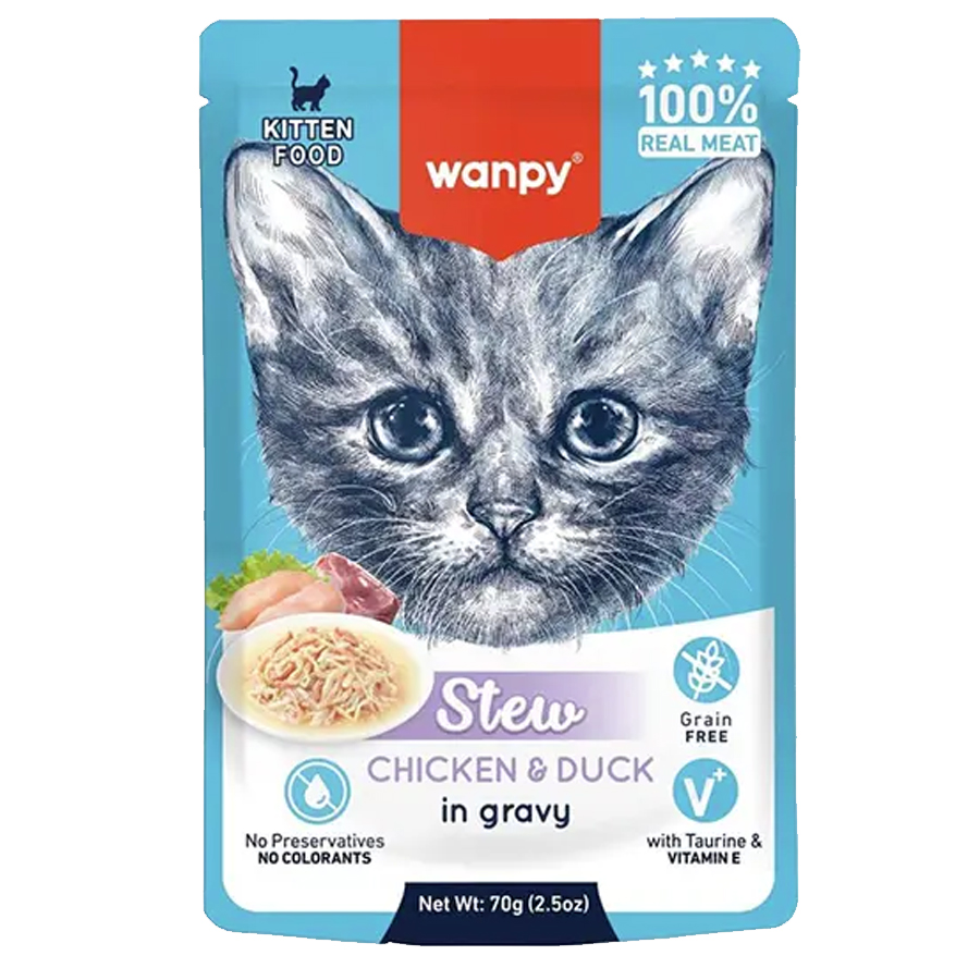 Wanpy Pouch Tavuk&Ördek Kedi Konservesi 70 gr