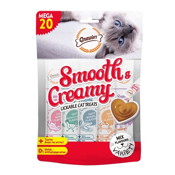 Gnawlers Smooth Creamy Karışık Lezzetli Krema Kedi Ödülü 300 Gr 20 Li