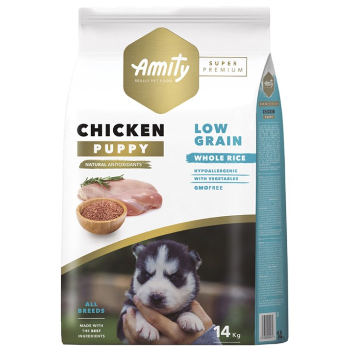 Amity Süper Premium Düşük Tahıllı Tavuklu Yavru Köpek Maması 14KG