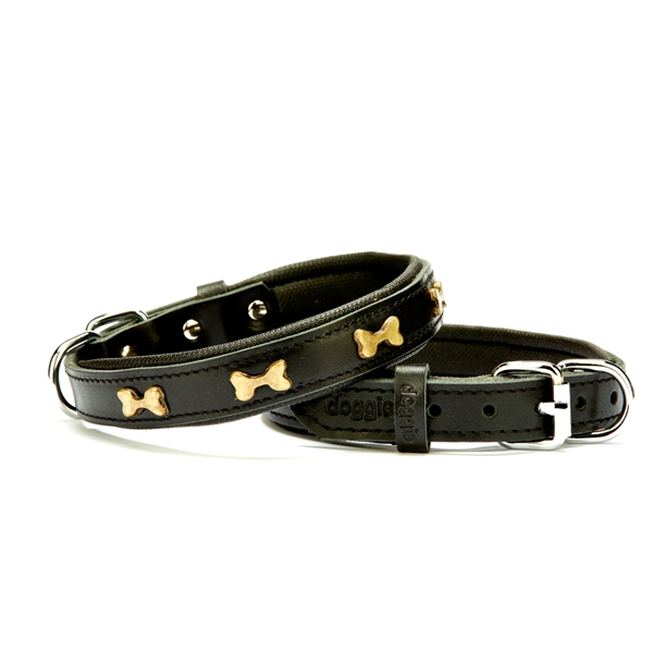 Doggie Yumuşak Dokulu Kemik Süslü Köpek Boyun Tasması Siyah SBT-2062 S