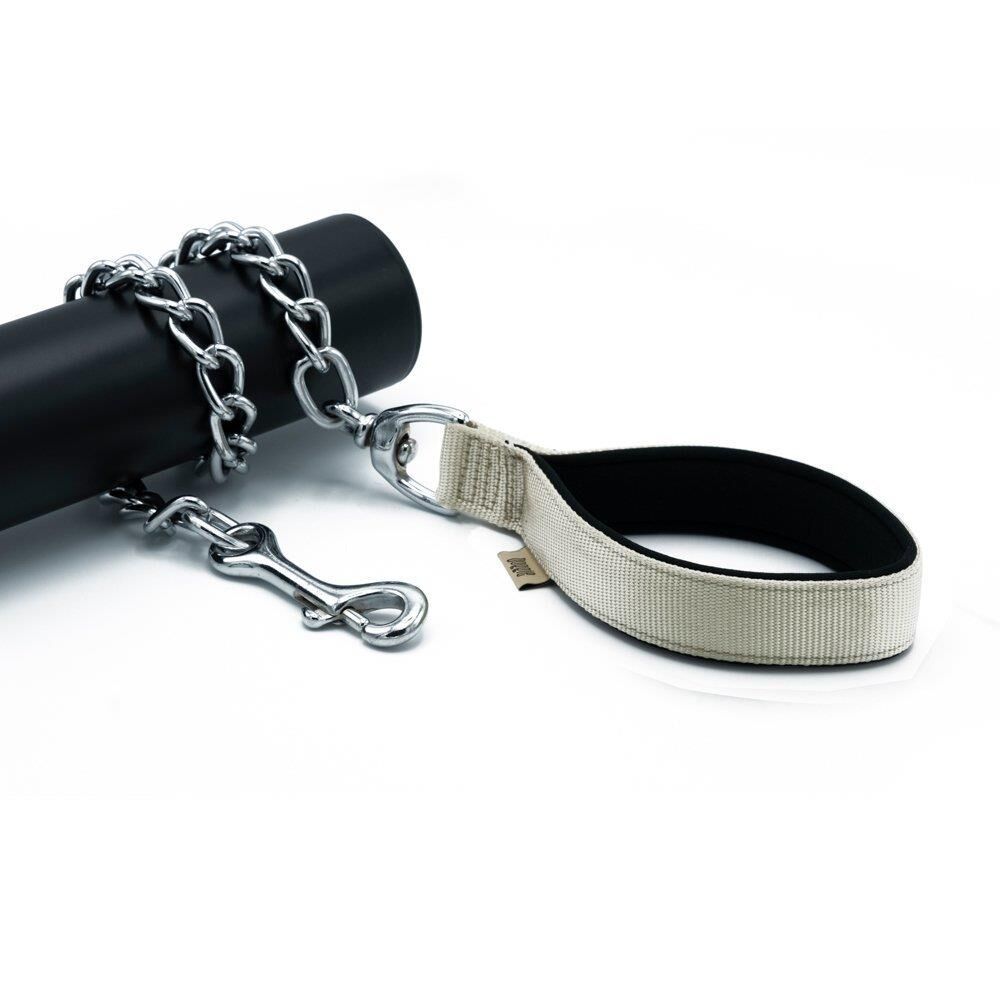 Doggie Konforlu Dokumadan El Yapımı Zincirli Köpek Gezdirme Kayışı 4,5x80cm - Haki