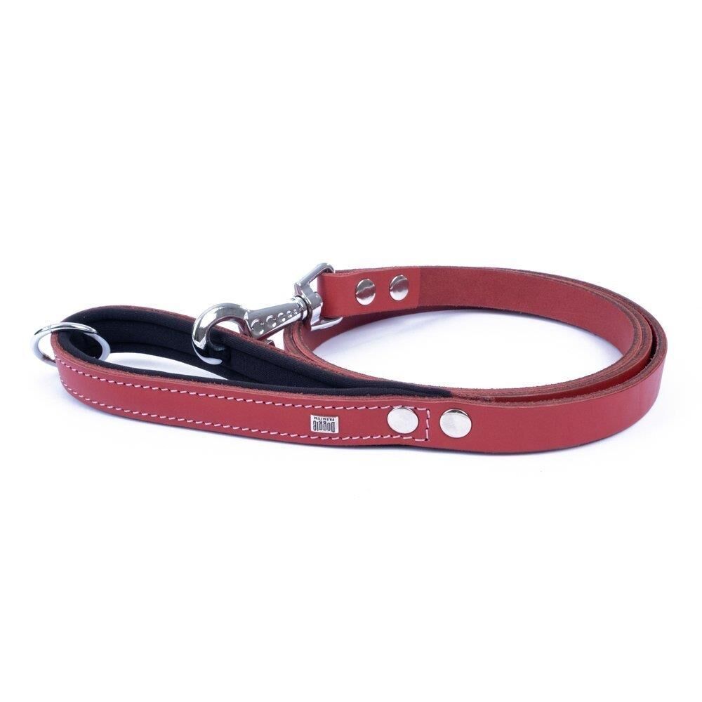 Doggie Konforlu Gerçek Deriden El Yapımı Köpek Gezdirme Kayışı 2x140cm - Kırmızı