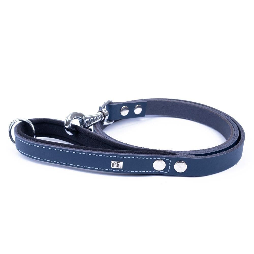 Doggie Konforlu Gerçek Deriden El Yapımı Köpek Gezdirme Kayışı 2x140cm - Royal Mavi