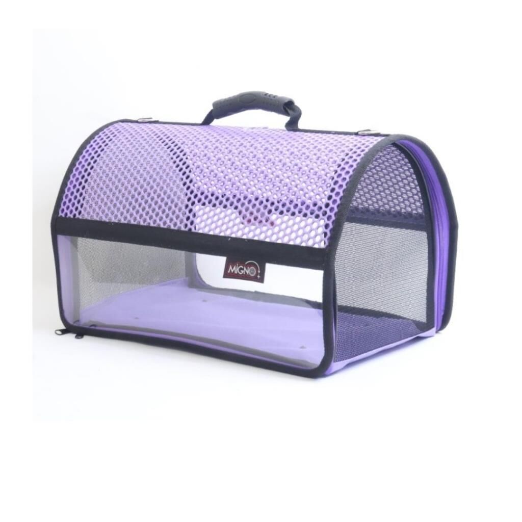 MİGNO FLYBAG Şeffaf Fileli Kedi Köpek Taşıma Çantası - Mor