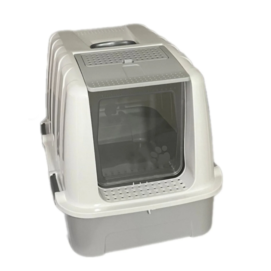 Plast Art Kapalı Kedi Kedi Tuvaleti Gri Beyaz  38*60*45,5 Cm