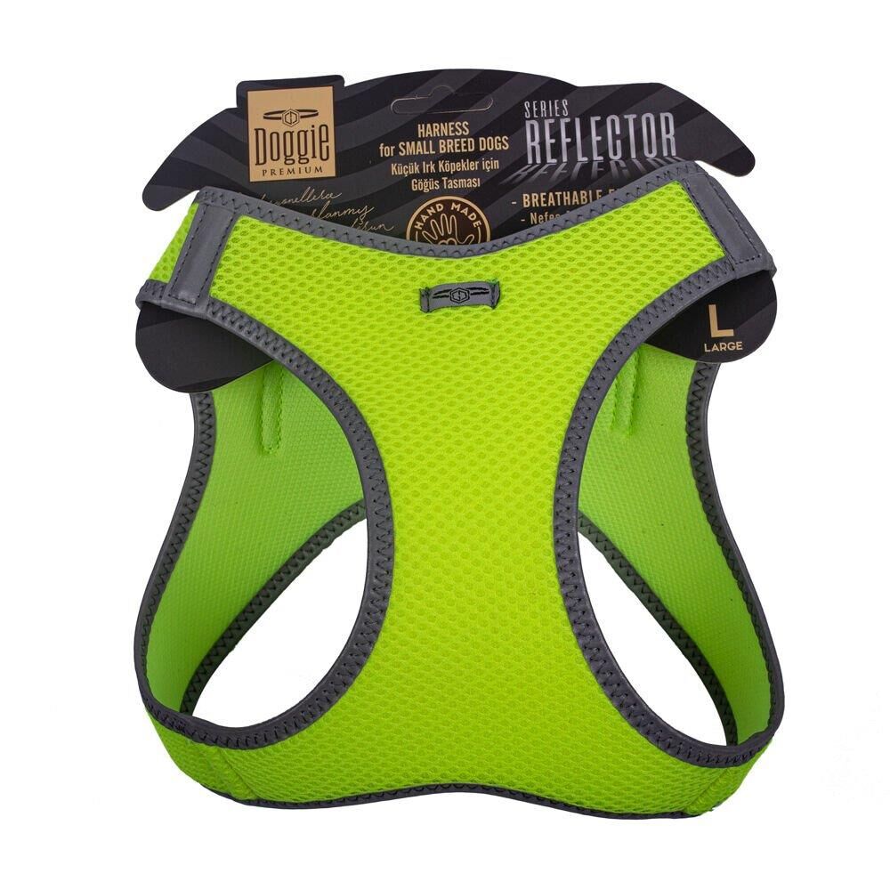 Doggie Havalı Dokuma Reflektör Serisi Küçük Irk Göğüs Tasması Sarı L-42-48Cm
