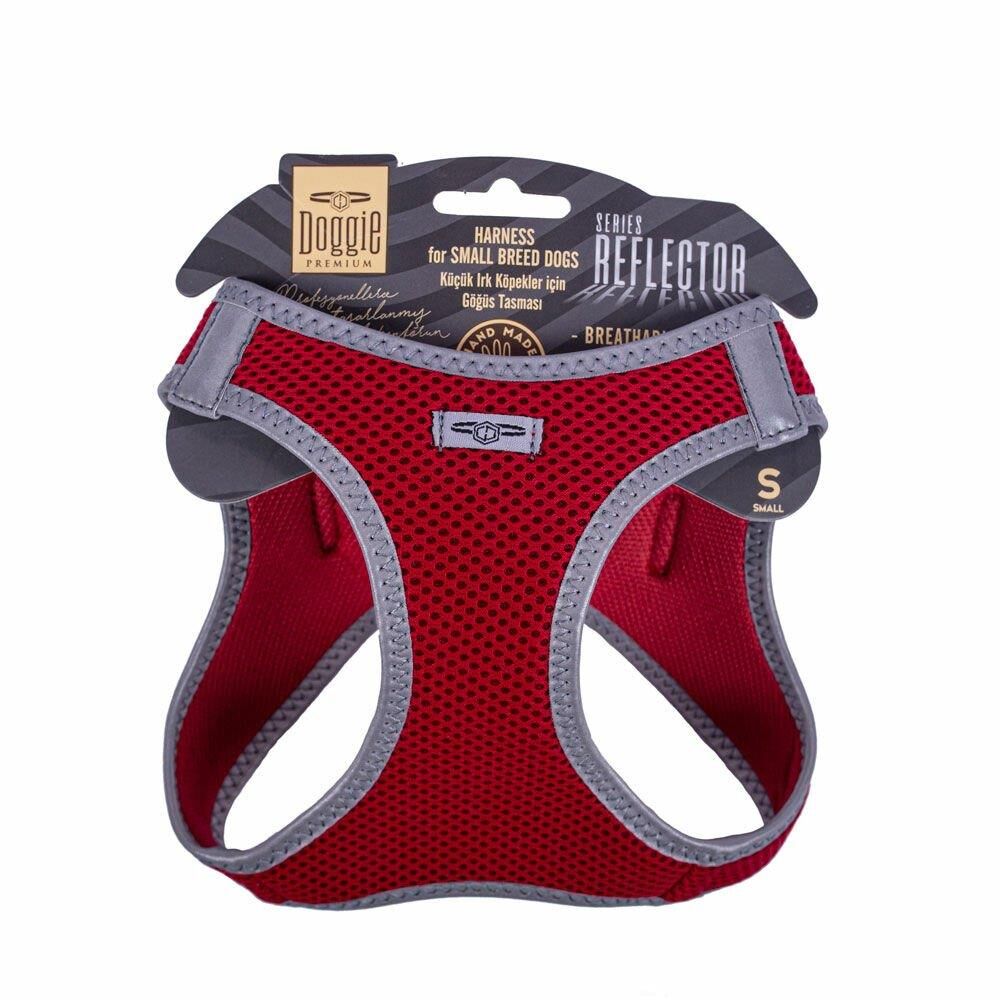 Doggie Havalı Dokuma Reflektör Serisi Küçük Irk Göğüs Tasması Kırmızı S-32-38Cm