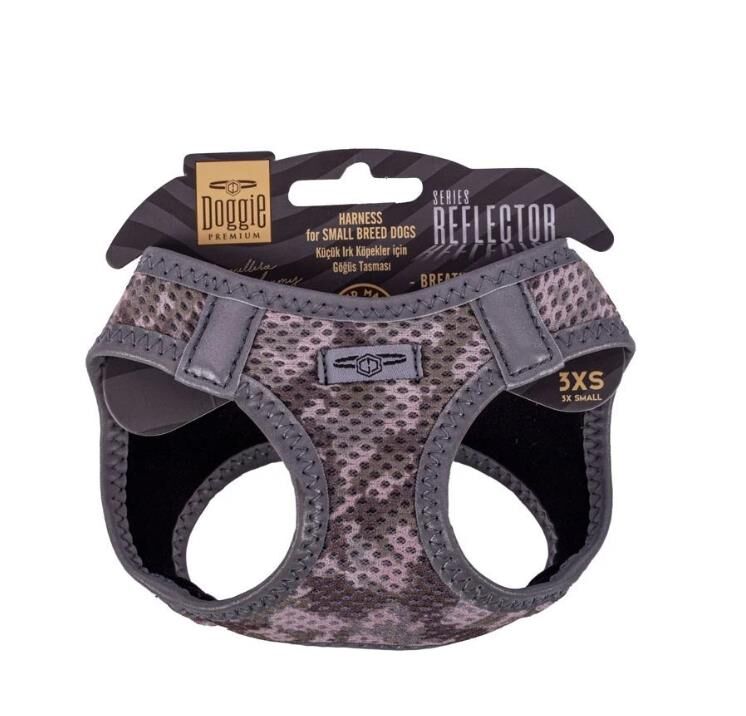 Doggie Havalı Dokuma Reflektör Serisi Küçük Irk Göğüs Tasması Kamuflaj 3Xs-22-26Cm