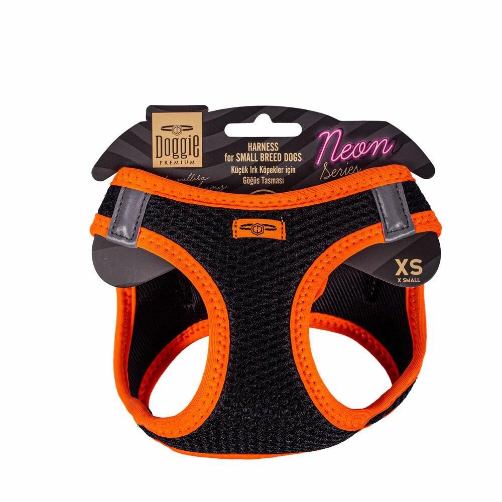 Doggie Havalı Dokuma Neon Serisi Küçük Irk Göğüs Tasması Turuncu Xs-30-34Cm