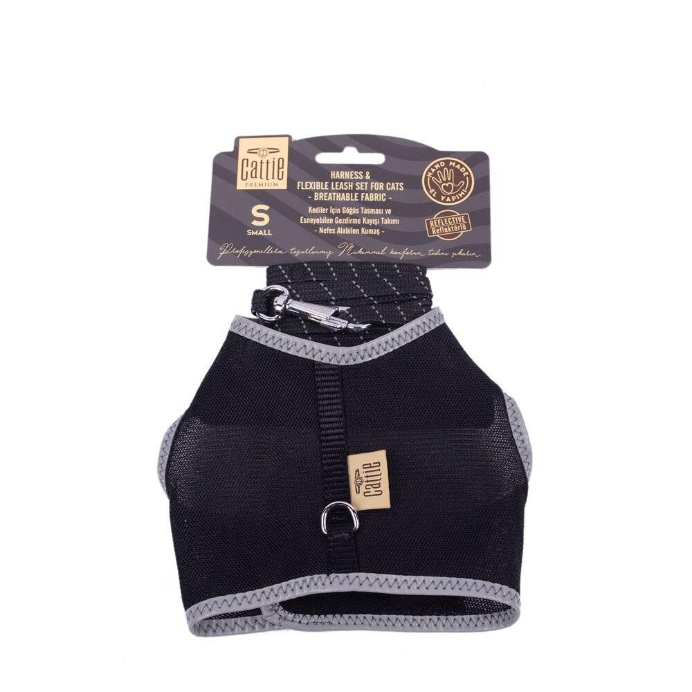 Cattie Havalı Dokuma Kedi Göğüs & Gezdirme Takımı Kırmızı 1X20-30Cm