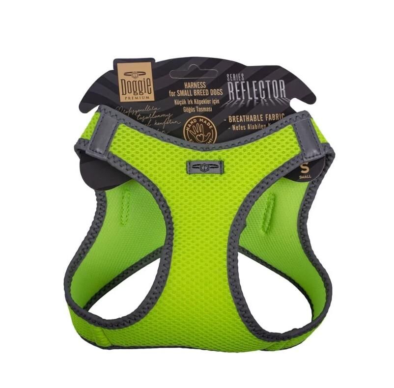 Doggie Havalı Dokuma Reflektör Serisi Küçük Irk Göğüs Tasması Sarı S-32-38Cm