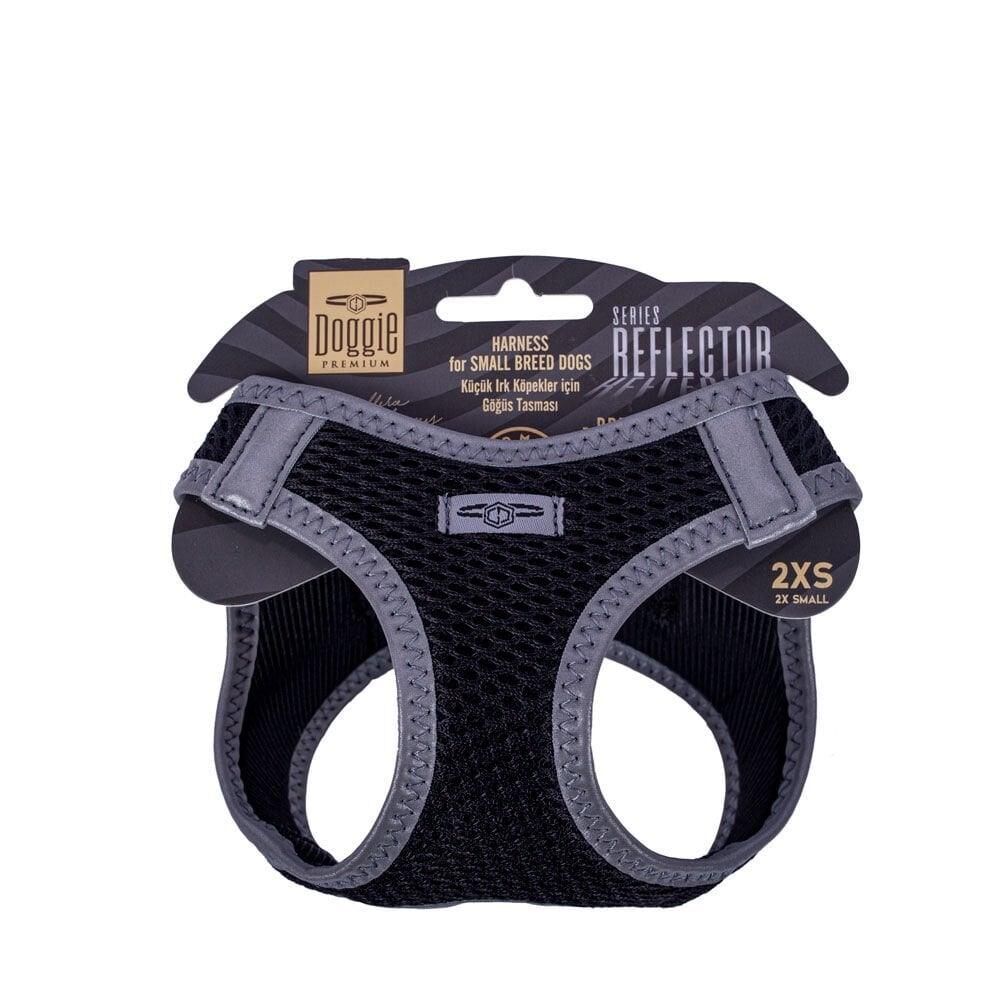Doggie Havalı Dokuma Reflektör Serisi Küçük Irk Göğüs Tasması Siyah 2Xs-26-30Cm