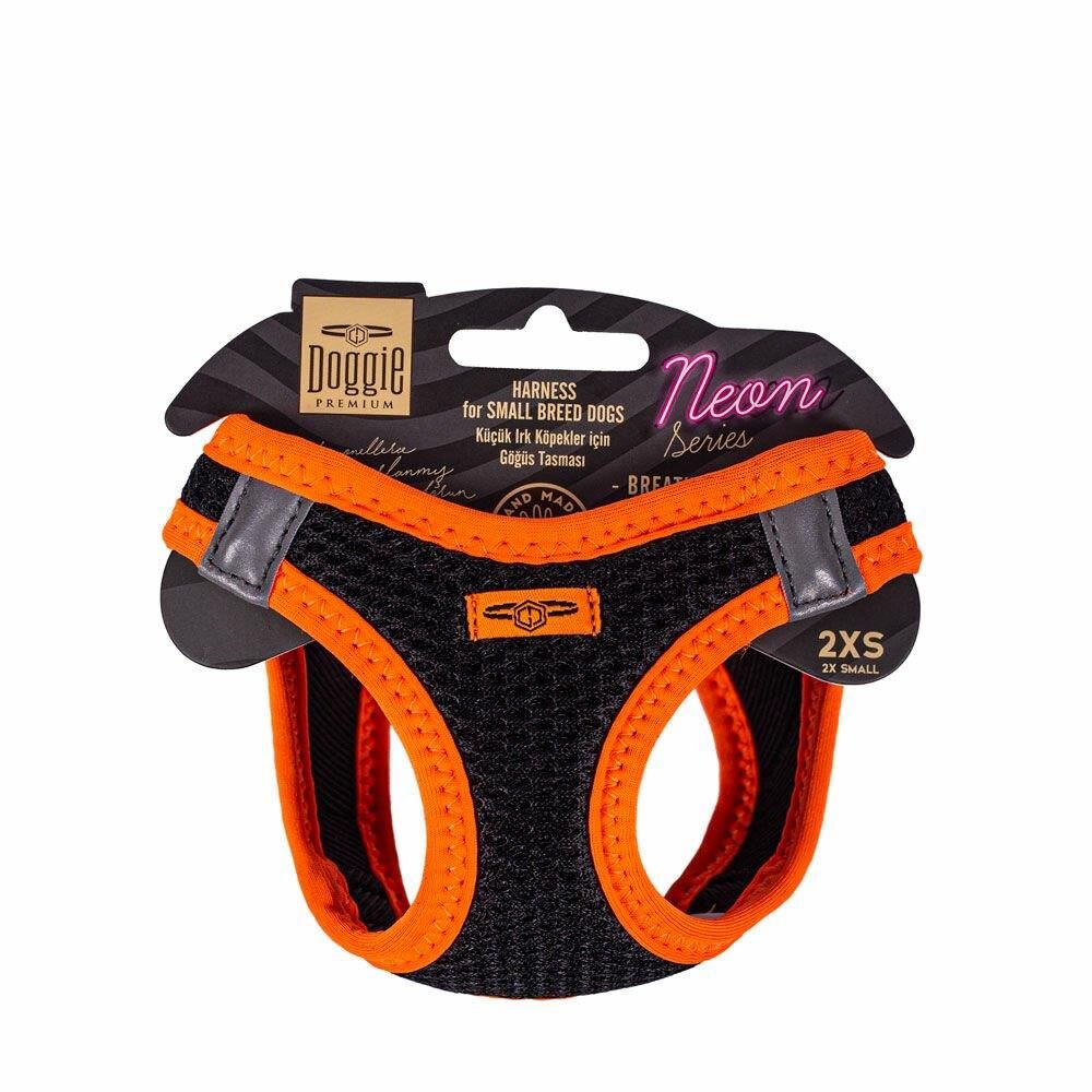 Doggie Havalı Dokuma Neon Serisi Küçük Irk Göğüs Tasması Turuncu 2Xs-26-30Cm