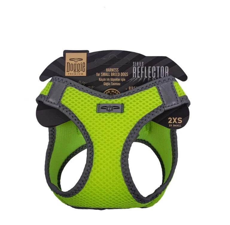 Doggie Havalı Dokuma Reflektör Serisi Küçük Irk Göğüs Tasması Sarı 2Xs-26-30Cm