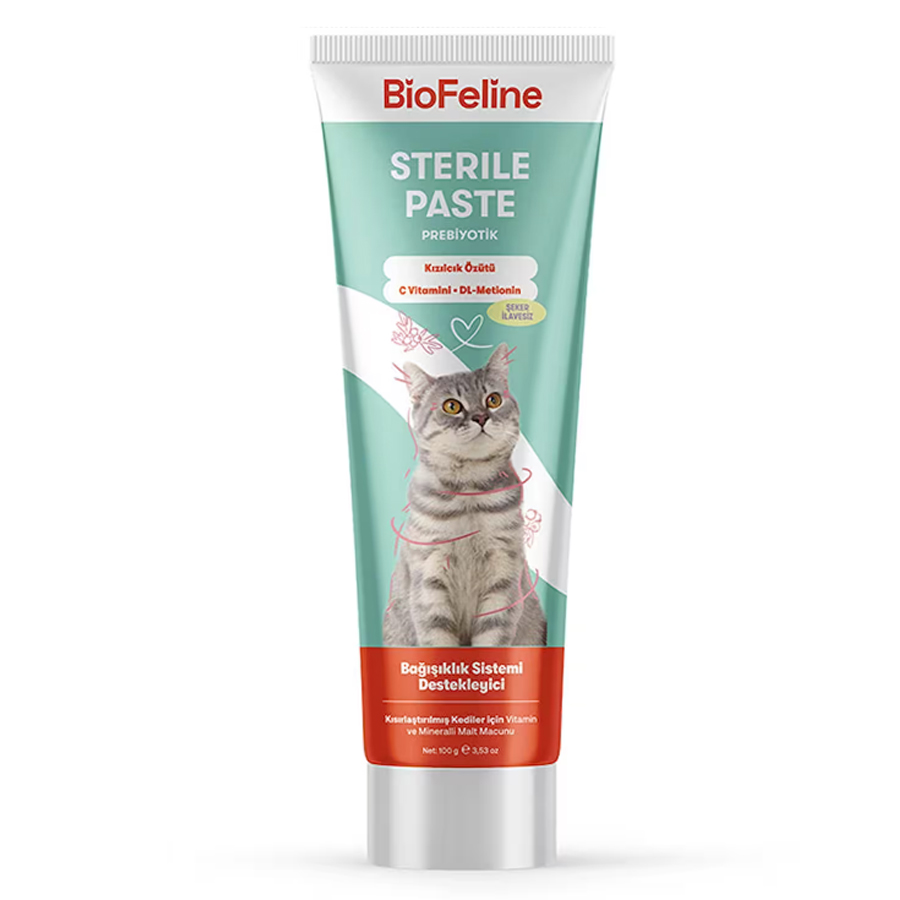 BioFeline Sterile Paste Kısırlaştırılmış Kedilere Özel Multivitaminli Malt Macunu 100 gr