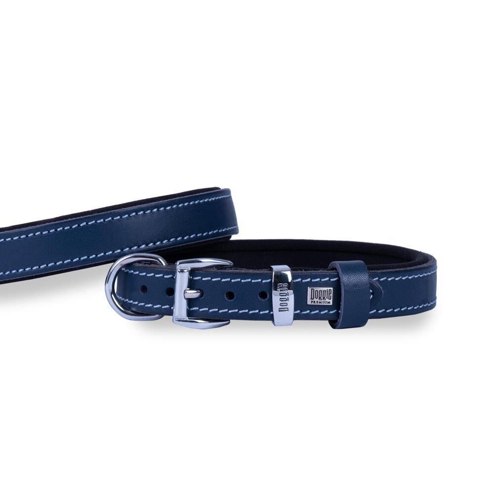 Doggie Konforlu Gerçek Deriden El Yapımı Köpek Boyun Tasması 2x35-40cm - Royal Mavi